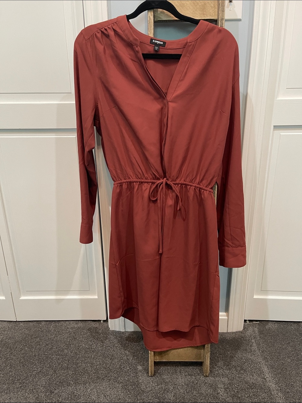 NWOT Express Copper Shirt Dress – Women’s 3/4 or full Sleeve Drawstring Waist